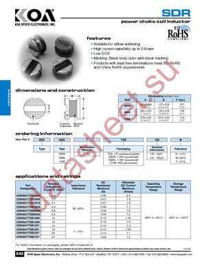 SDR0805LTEB150M datasheet  